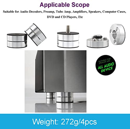 Audiocrast 4X HiFi Speaker Spike Pad Isolation Feet Stand Feet 40X23MM Shock Absorber with Stainless Steel Ball for Audio Speaker Subwoofer CD DVD Amplifier Turntable DAC