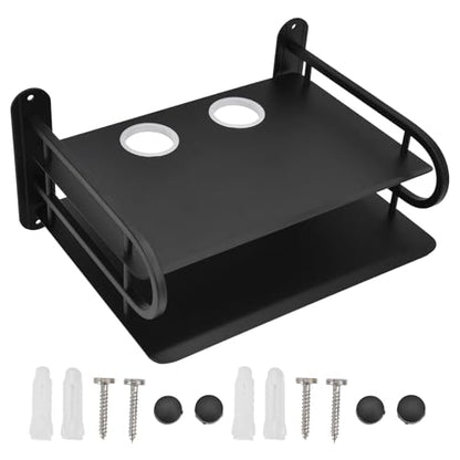 Floating Shelf, Wall Mount Shelf Steel Mount with Cable Management Holes, Space Saving Multimedia Shelf for DVD Player Game