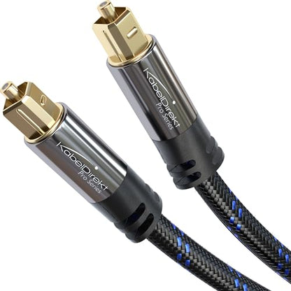 KabelDirekt – Optical Audio Cable – 1.5ft, Braided – Soundbar | Digital S/PDIF cable, stereo systems/amplifiers, home cinema, XBO/PS4 - size: 1.5 ft