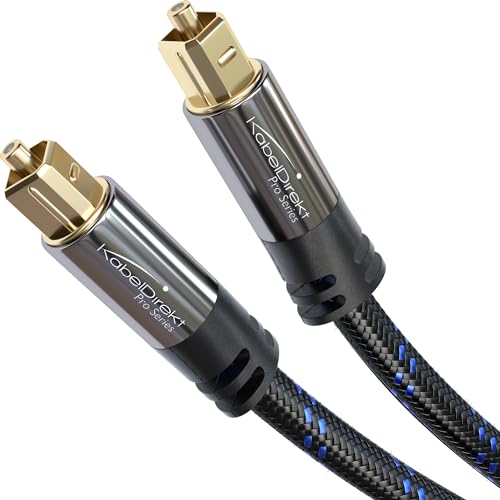 KabelDirekt – Optical Audio Cable – 33ft, Braided – Soundbar | Digital S/PDIF cable, stereo systems/amplifiers, home cinema, XBO/PS4 - size: 33 ft