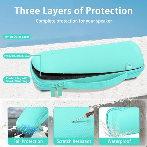 co2CREA Hard Travel Case for JBL Flip 7/6/5/4 Speaker, Mint Green - color: Mint Green Case