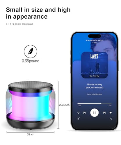 Mini Portable Bluetooth Speaker, TWS Pairing Bass LED Lights, Rechargeable | Long Playtime, Stereo Sound, BT 5.3, Home & Outdoor, AUX Input, TF Card, Lanyard, Christmas Birthday Gifts for Men Women Kids - color: Black
