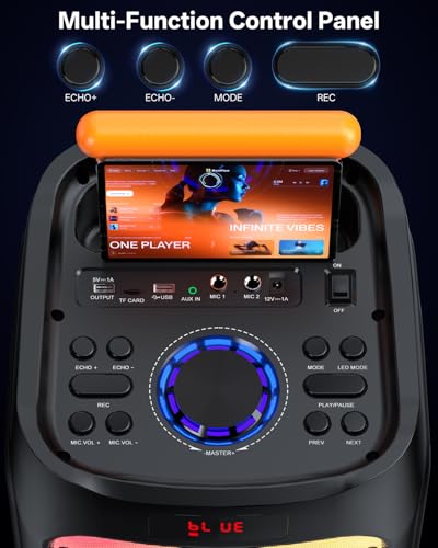 HWWR Karaoke Machine for Adults, Big Party Speaker with 500W Peak Power, Wireless PA System with Dual 8" Subwoofers, Disco Lights & 2 Microphones for Home Party Outdoor, Support USB/AUX/REC/TWS - size: 24 x 11.8 x 11.6 inches