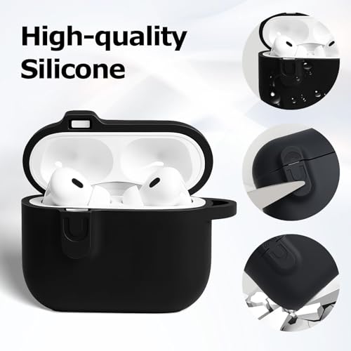Compatible with AirPod 4 Case Cover with Cleaner Kit, Soft Silicone Cover for airpod 4 case Comes with Magnetic Lid Lock & Keychain-Solid for Women/Men,Black - color: C1-Magnetic Black