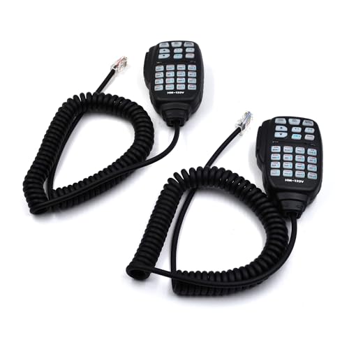 2-Pack HM-133V 8-Pin Mic for Icom ID-800H ID-880H IC-2200H IC-2800H | Thick PU Coiled Cord, Wide PTT Button, RJ45 8-Pin Modular Plug, Clear Audio for Ham Radio & Heavy Duty Use