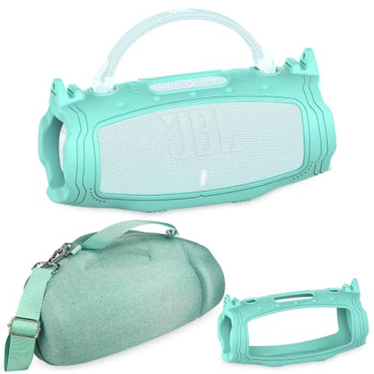 JCHPINE Silicone Cover and Carrying Case for JBL Charge 6 Bluetooth Speaker | Accessories for JBL Charge 6 AI Sound Bluetooth Speaker Protective Cases with Shoulder Strap (Teal) - color: Teal
