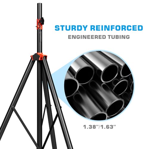 Speaker Stands Heavy Duty - Adjustable Height 50.5'' to 83.5'', Speaker Tripod Stand with Non-Slip Rubber Feet,144lbs Load Capacity for Stage/DJ/Party, Fits 1.38"&1.63" Speaker Poles (1-Pack)