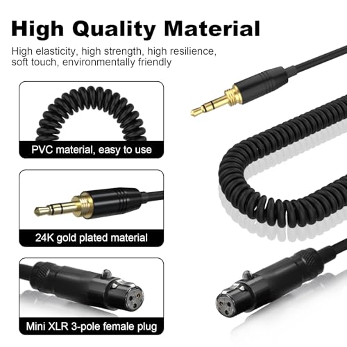 K702 Headphone Cable Coiled Aux Cord Replacement Compatible with AKG Q701, K712, K240, K240S, K240 MK II, K141, K171, K181, K271, K271S, K271 MK II, K241, K175, K275 Headphone with 6.35mm Adapter