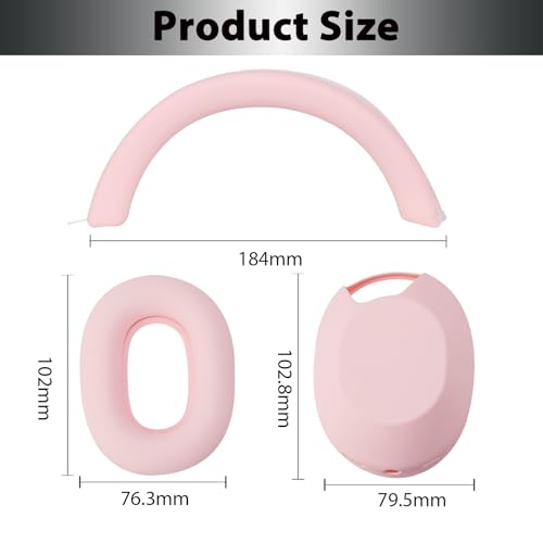 Adhiper XM5 Sweat Covers Accessories for Sony WH-1000XM5 - Custom Pink | Soft Silicone Case, 3-in-1 Headphone Covers with Ear Cover & Headband Cover & Shell Protector, Sweatproof & Washable - color: Pink