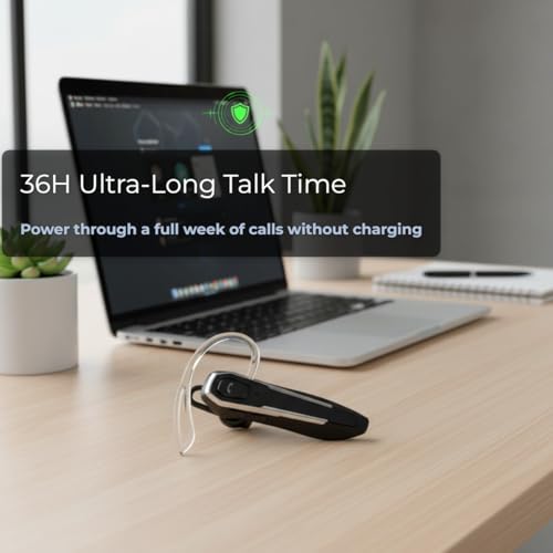 Bluetooth Headset for Office, 36H Talk Time V5.4 Wireless Headphones