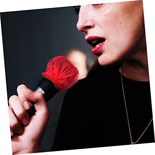 DECHOUS 50-Pack Disposable Non-Woven Microphone Covers Mic Windscreen for Karaoke and Stage Use Sanitary Protection for Handheld Microphones