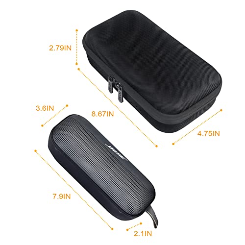 BOVKE Hard Travel Speaker Case for Bose New SoundLink Flex Speaker (2nd Gen) / Bose SoundLink Flex Bluetooth Portable Speaker, Extra Mesh Pocket for Bose Speaker Charger, Charging Cables, Black - color: Black