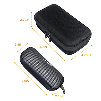 BOVKE Hard Travel Speaker Case for Bose New SoundLink Flex Speaker (2nd Gen) / Bose SoundLink Flex Bluetooth Portable Speaker, Extra Mesh Pocket for Bose Speaker Charger, Charging Cables, Black - color: Black