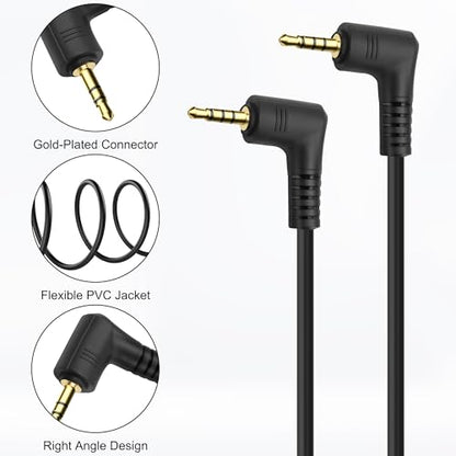 MEIRIYFA 2.5mm TRRS Male to Male Audio Extension Cable 90 Degree Angle | 2.5mm TRRS Stereo Audio Plug Adapter Cable for Smartphone, Headphone, MP3 Player, Recorder, Camera (2PCS, 1.8M) (TRRS)