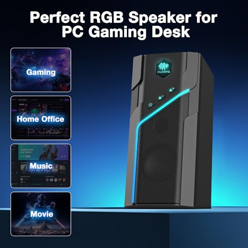 W-206RE RGB Bluetooth PC Speakers, Desktop Gaming Speakers with 21 LED Light Modes, USB Powered Stereo Computer Speakers for Monitor, Laptop and Gaming Setup