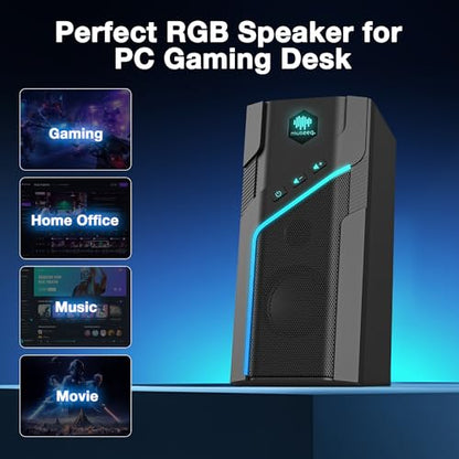 W-206RE RGB Bluetooth PC Speakers, Desktop Gaming Speakers with 21 LED Light Modes, USB Powered Stereo Computer Speakers for Monitor, Laptop and Gaming Setup