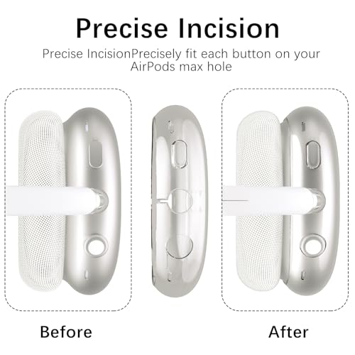 Headphone Cover for AirPods Max, Girly Cute Clear Ear Cups Covers, Silicone Ear Pad Case Headband Cover for Apple AirPods Max (2024/2020), Sakura - color: Sakura-Clear