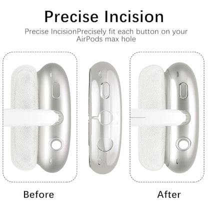 Headphone Cover for AirPods Max, Girly Cute Clear Ear Cups Covers, Silicone Ear Pad Case Headband Cover for Apple AirPods Max (2024/2020), Pink Petals - color: Pink Petals-Clear