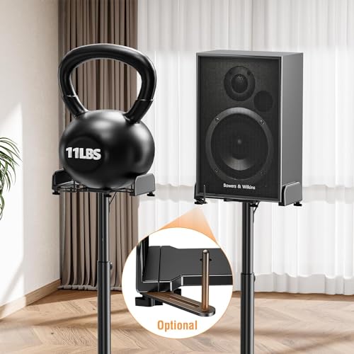 Speaker Stands Pair, 34"-43.3" Height Adjustable, Max 11 lbs, Cable Conceal | Speaker Stand for Surround Sound, Sturdy Spring-Loaded Floor Standing for Satellite Rear Bookshelf Speaker - size: Height 34"-43.3"