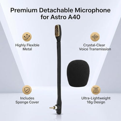 Detachable Microphone Replacement for Astro A40 Headset, Noise Reducing Gaming Mic Accessory with Oxygen Free Copper Cable