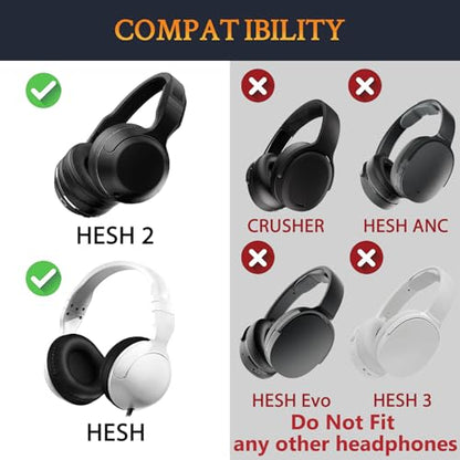 SOULWIT Earpads Replacement for Skullcandy Hesh & Hesh 2 Wireless Over-Ear Headphones, Ear Pads Cushions with Soft Protein Leather, Noise Isolation Foam - Red - color: Red