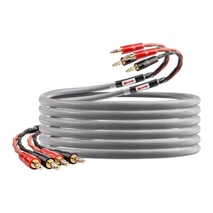 13 AWG Speaker Cable with Banana Plugs for Audiophile 6.56ft | 6N OFC Core, 24K Gold-Plated Plugs, Speaker Wire with Connectors for Amplifiers, AV Receivers, and Home Theater - size: 6N 6.56ft/2m