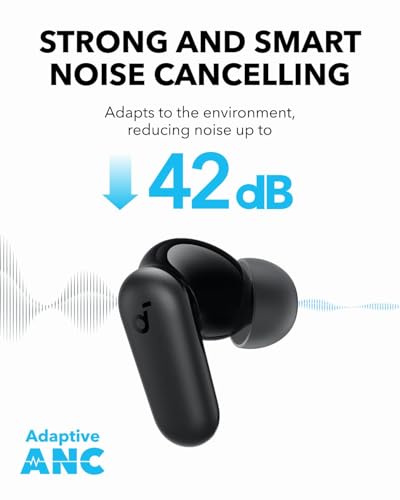 Soundcore P30i by Anker Noise Cancelling Earbuds, Hands-Free Viewing | Strong and Smart Noise Cancelling, Powerful Bass, 45H Playtime, 2-in-1 Case and Phone Stand, IP54, Bluetooth 5.4 - color: Black