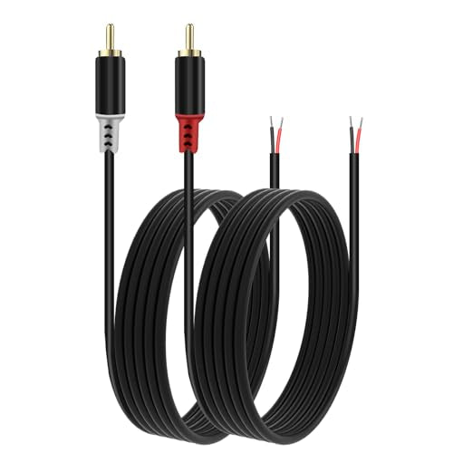 RCA to Speaker Wire Adapter, 2 Bare Wire Speaker Cables to RCA Plug Adapter Repair Speaker Wire for Speaker Amplifier Audio Video AV Receiver TV Subwoofer - 20AWG, 16.4FT - size: 16.4FT