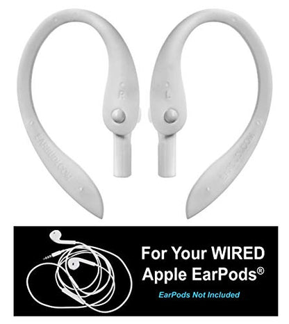 Ear Hooks Compatible with Apple EarPods | Adjustable Rubber Ear Loops Compatible to Keep Apple EarPods in Place During Activity | Made for Wired Earbuds | Cool Grey