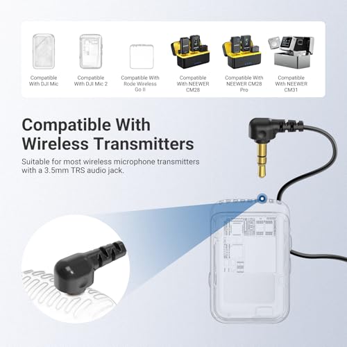 NEEWER ø9.7mm Lavalier Microphone (2 Pack), 3.5mm TRS Clip On Lapel Wired Omnidirectional Condenser Lav Mic with 1.5m Cable & Windscreen for Video Recording, Vlogging, Filming, LM10