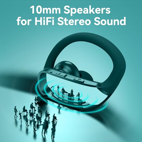 bmani Ear Buds Wireless Earbuds Bluetooth Headphones with 80H Playtime LED Display Case, Over-Ear Hook with Mic, Stereo Sound, Easy Button Controls, Sports Earphones for Running Workout Gym Green - color: Green, style: Standard