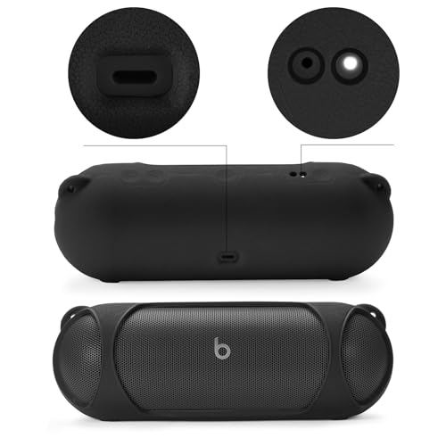 Silicone Case Compatible with Beats Pill Wireless Bluetooth Speaker,Travel Silicone Protective Cover with Shoulder Strap for Beats Pill Bluetooth Speaker (Black) - color: Black