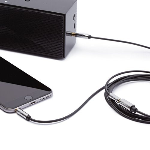 Amazon Basics 3.5mm Male to Female Stereo Audio Extension Cable for Headphones with Gold Plated Connectors, Aux Cord Extender, 25 Foot, Black