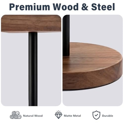Wood & Metal Headphone Stand, Headset Holder for Desk, Desktop Gaming Headphone Hanger with Stable Non-Slip Bamboo Base, Universal Earphone Stand for Gaming, Office, Home, Gift - color: Black walnut