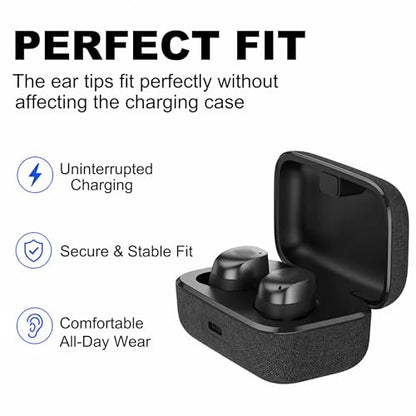 Replacement Ear Tips for Sennheiser Momentum True Wireless 4 | Soft Silicone Eartips with Portable Storage Box (8 Pairs, Black, XS/S/M/L)
