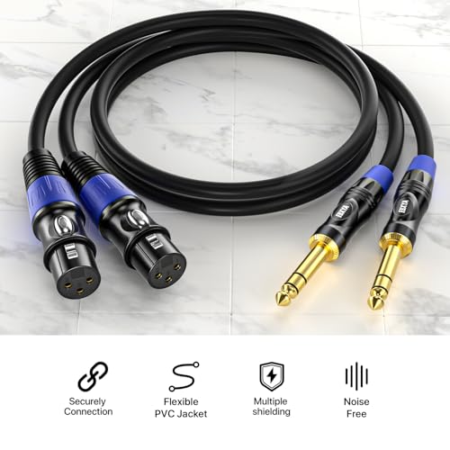 EBXYA 3ft 2Pack 1/4 TRS 6.35mm to 3Pin XLR Balanced Female Audio Cable | Double Shielded, Bend-Resistant, for Studio, Mixers, Guitars - size: 3 feet-2 Pack, style: TRS to XLR Female