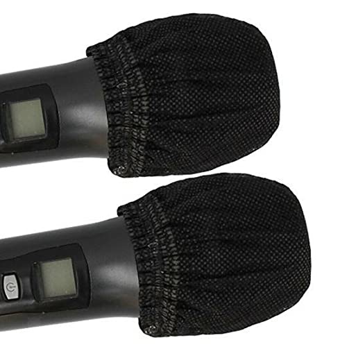 5 Sets Disposable Non-Woven Microphone Cover Sanitary Filter-Black