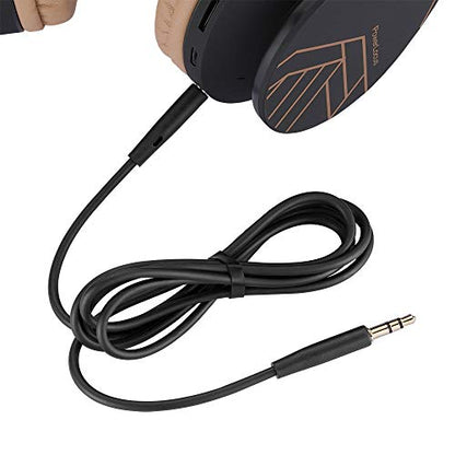 PowerLocus Wireless Bluetooth Over-Ear Stereo Foldable Headphones, Wired Headsets Rechargeable with Built-in Microphone for iPhone, Samsung, LG, iPad (Black/Brown) - color: Black/Brown