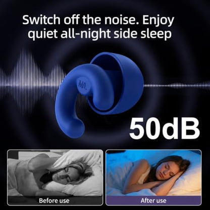 Noise Cancelling Ear Plugs Sleep 50dB NRR Side Sleep Small Ear | ultra soft silicone, reusable one-piece design, 4 sizes included, portable case - color: Dark Blue