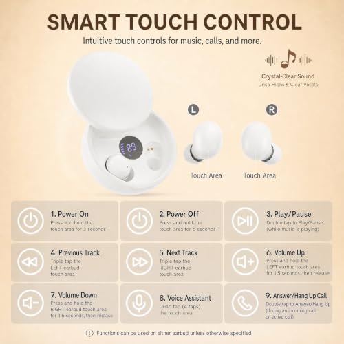 Mini Invisible Bluetooth Earbuds, Wireless for Small Ears (White) - color: White