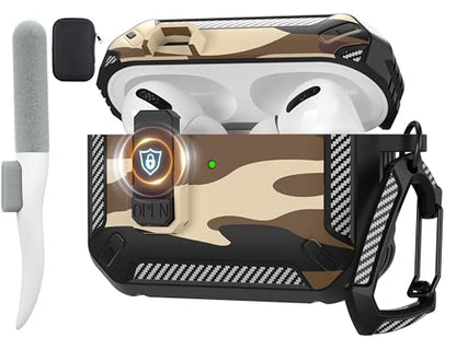 for AirPods Pro 3 Case with Magnetic Lock, Magsafe Compatible, Camo Brown - color: Camo Brown, size: AirPods Pro 3 Case 2025
