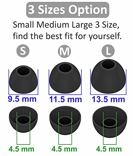 12 Pairs Ear Tips Buds Compatible with Skullcandy in-Ear Earphone, Replacement Flexible Silicone Eartips Earbuds Accessories Compatible with Skullcandy Dime/Sesh Evo/Jib/Ink'd+ - Black - color: black