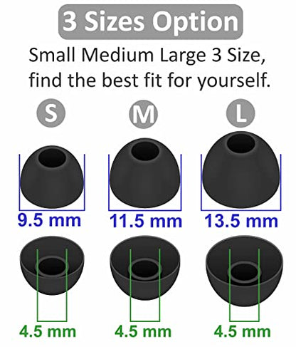 12 Pairs Ear Tips Buds Compatible with Skullcandy in-Ear Earphone, Replacement Flexible Silicone Eartips Earbuds Accessories Compatible with Skullcandy Dime/Sesh Evo/Jib/Ink'd+ - Black - color: black