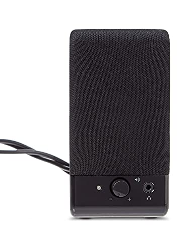 Amazon Basics USB-Powered Computer Speakers with Volume Control for Desktop or Laptop PC, Compact Size, Headphone Jack, Portable, Plug-N-Play, Black - size: 1-Pack, style: USB