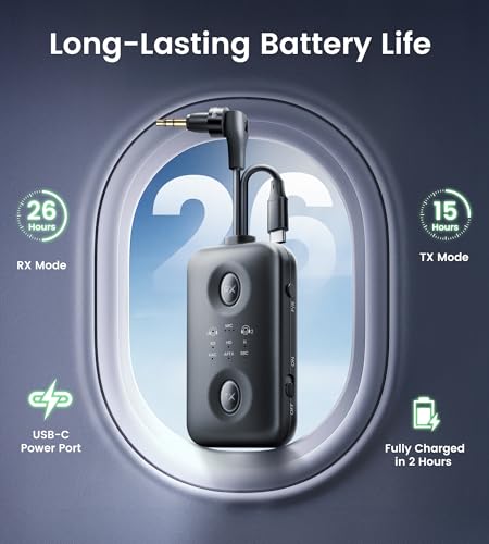 Bluetooth 5.4 Transmitter Receiver, Upgraded 180° Rotatable 3.5mm Aux/USB-C Adapter for Airplane, TV, PS5, Phone, Qualcomm aptX Adaptive Low Latency for Dual AirPods/Headphones (3 in 1) - size: 3x1
