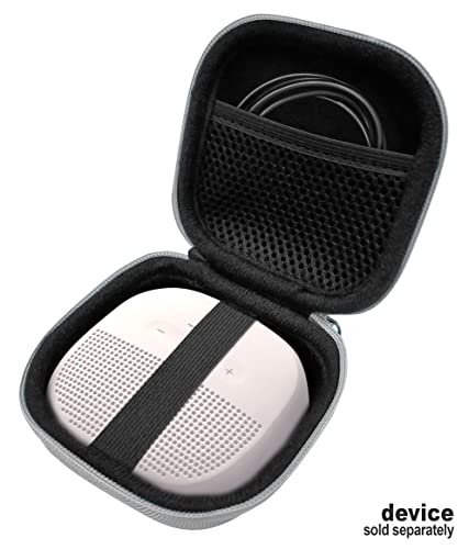 Feature Protective Case for Bose SoundLink Micro Bluetooth Speaker by WGear, Featured Design with mesh Pocket for Cable and Other Accessories, Elastic Strap to Secure Device (White Smoke case) - color: White smoke case
