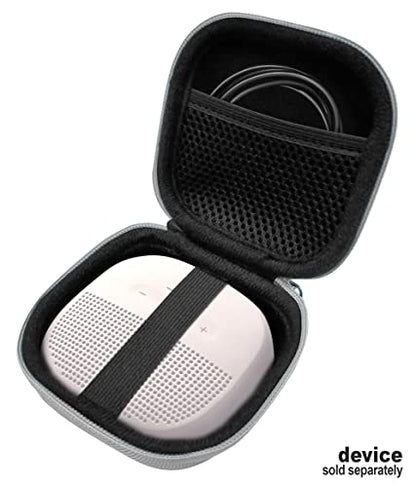 Feature Protective Case for Bose SoundLink Micro Bluetooth Speaker by WGear, Featured Design with mesh Pocket for Cable and Other Accessories, Elastic Strap to Secure Device (White Smoke case) - color: White smoke case