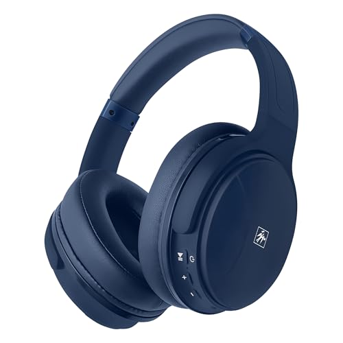Fisher Pro Active Noise Cancelling Headphones,Over-Ear Headphones Wireless | Bluetooth 5.3, Microphone, Lightweight Comfortable Headset for Home, Travel, Rechargeable Workout Headphones, Deep Base - color: Navy Blue