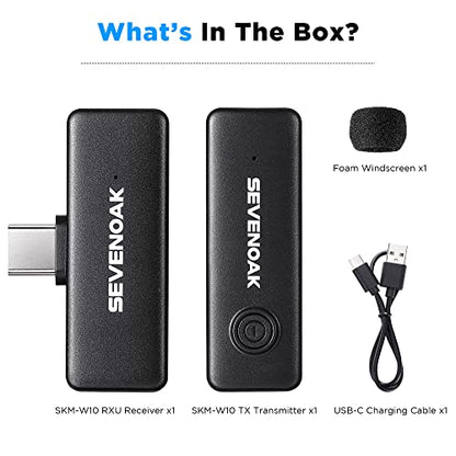 2.4GHz Wireless Lavalier Lapel Microphone for Tablet laptop USB-C Devices Tiny Lav Clip On Microphones for Vlogging Streaming Voice Record Interview YouTube Sevenoak SK-W10-U1 1 Transmitter 1 Receiver - size: SK-W10-U1