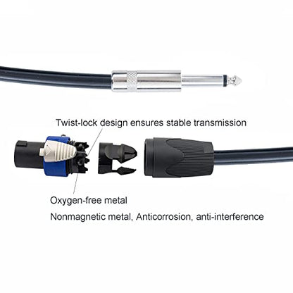 2PCS 15 Feet 12 Gauge Speakon to 1/4 Inch Male Speaker Cables - 15ft 12AWG Speakon to 1/4 Stereo Audio Interconnect Cords - 2 Pack - size: 15 Feet